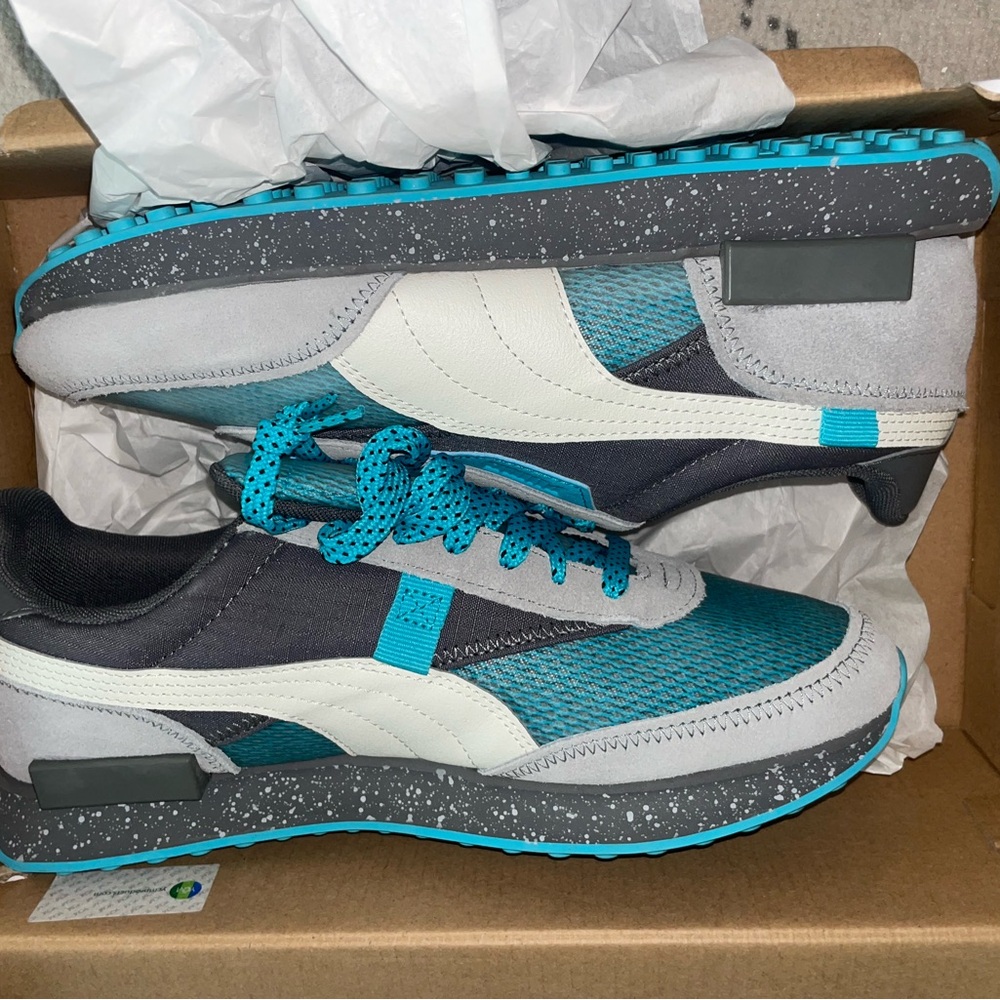 Puma Teal and Gray Athletic Shoes